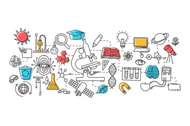 Düz çizgi sanat tasarım bilim kavramının