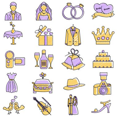 Karalanmış düğün Icon set