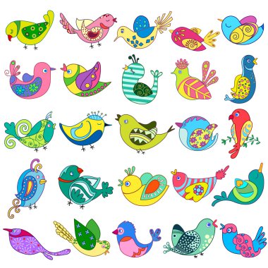 Renkli kuş koleksiyonu