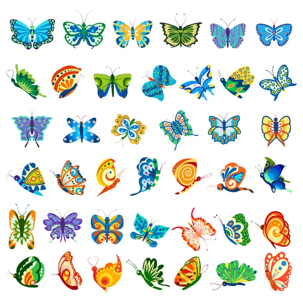 Collectie van kleurrijke vlinder — Stockvector