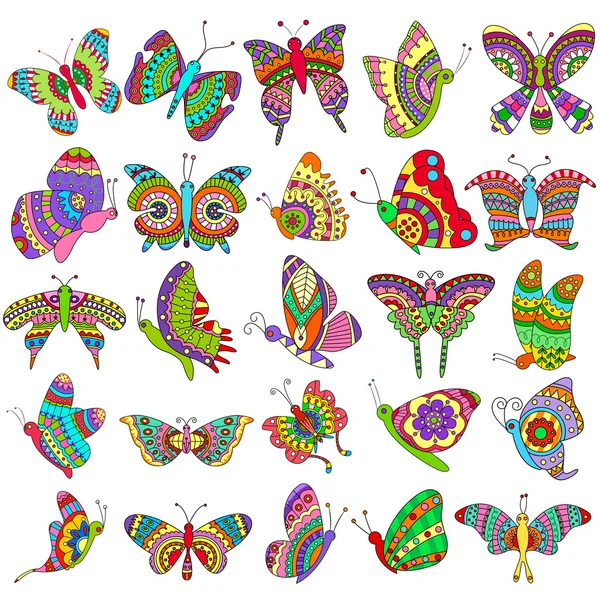 Sammlung von bunten Schmetterling — Stockvektor