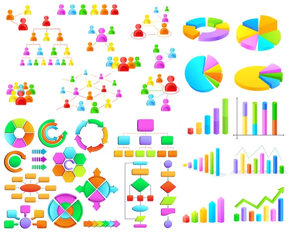 Színes üzleti grafikon és folyamatdiagram gyűjteménye — Stock Vector