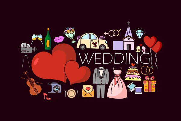 Conceito de casamento para modelo de web design — Vetor de Stock