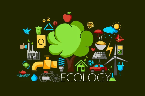 Conceito ecológico e ambiental para modelo de web design — Vetor de Stock