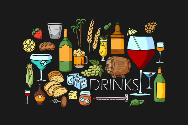 Drink en drank concept voor web ontwerpsjabloon — Stockvector