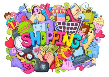 Alışveriş kavramı üzerinde doodle