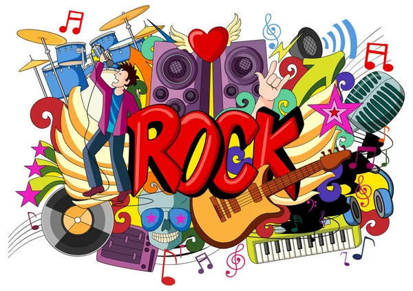 Doodle no conceito de Rock Music — Vetor de Stock