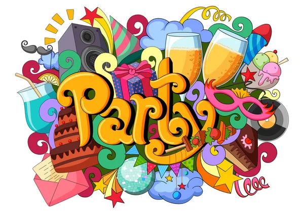 Concepto de Doodle on Party — Archivo Imágenes Vectoriales