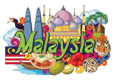 Doodle showing Architecture and Culture of Malaysia clipart