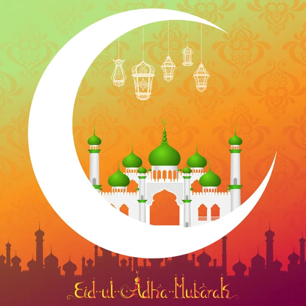 Lámpara brillante sobre fondo Eid Mubarak — Archivo Imágenes Vectoriales