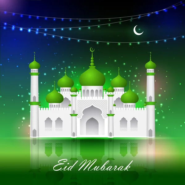 Eid Mubarak background with Islamic Mosque — Stock Vector