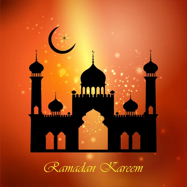 Ramadã Kareem Feliz fundo com Mesquita Islâmica —  Vetores de Stock