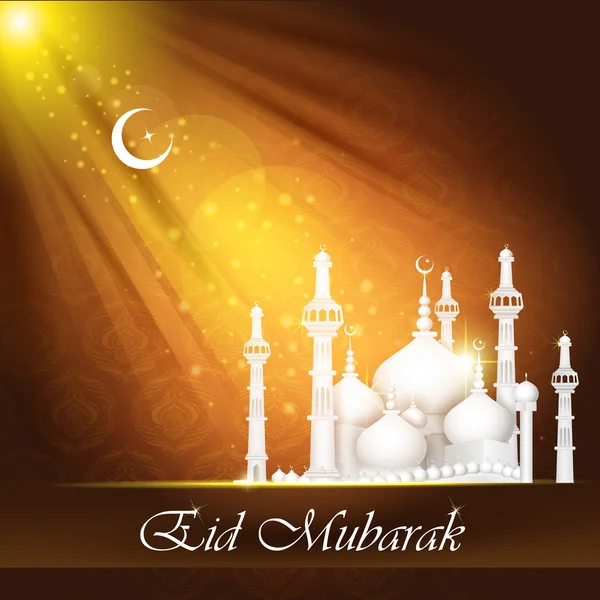 Eid Mubarak fundo com Mesquita Islâmica — Vetor de Stock