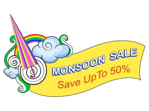 Happy Monsoon Sale Oferecer banner promocional e publicidade — Vetor de Stock