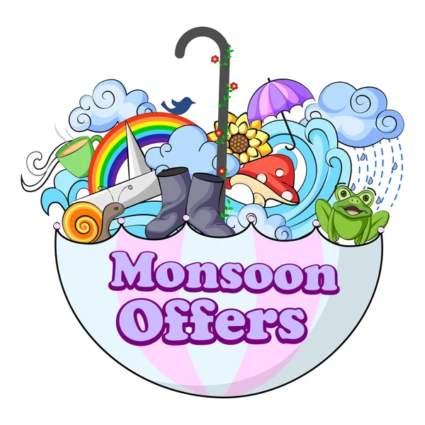 Šťastný monzun prodej nabízíme propagační a reklamní banner — Stockový vektor