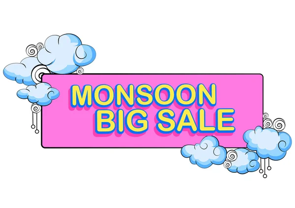 Happy monsun försäljning erbjuda PR och reklam banner — Stock vektor