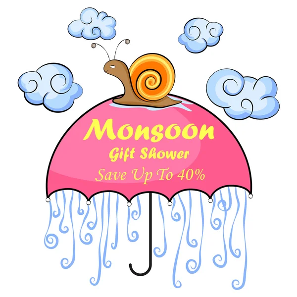 Szczęśliwy monsun sprzedaż oferty promocyjne i reklama banner — Wektor stockowy