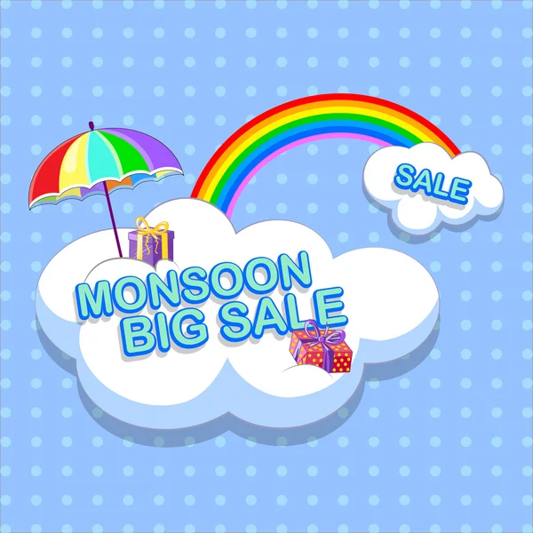 Bannière promotionnelle et publicitaire Happy Monsoon Sale Offer — Image vectorielle