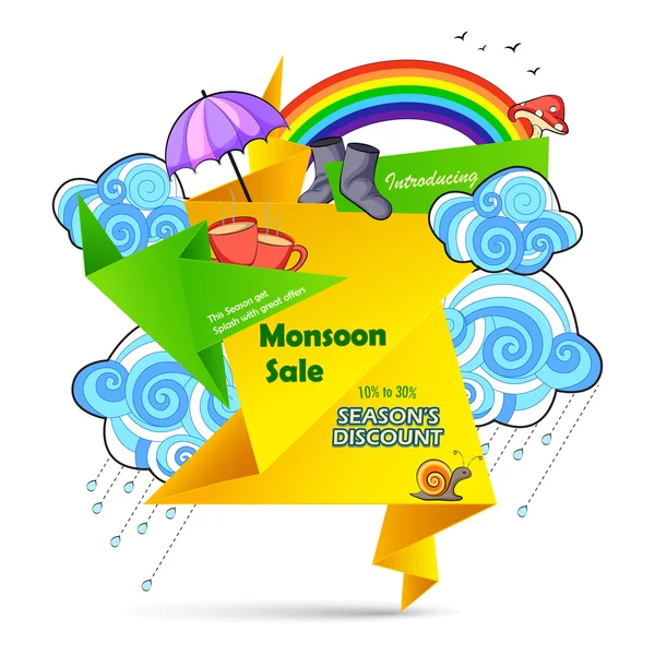 Mutlu muson satış teklif promosyon ve reklam afiş — Stok Vektör