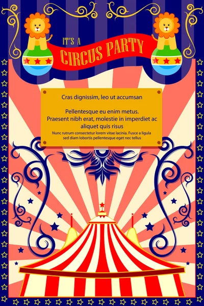 Vintage circus cartoon poster einladung für party karneval und werbung — Stockvektor