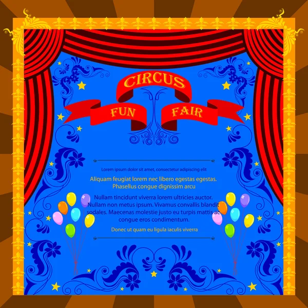 Vintage Circus Cartoon Poster Invitation for Party Carnival and Advertisment — Stock Vector