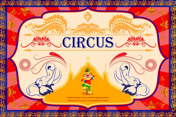 Convite do cartaz dos desenhos animados do circo do vintage para o carnaval do partido e o anúncio —  Vetores de Stock