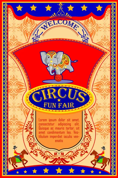 Vintage Circus Cartoon Poster Invitation for Party Carnival and Advertisment — Stock Vector