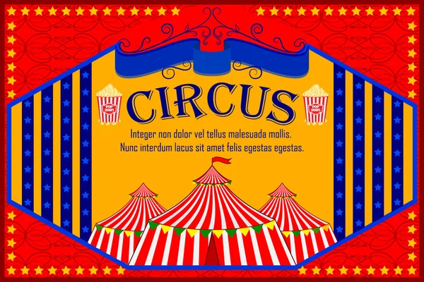 Convite do cartaz dos desenhos animados do circo do vintage para o carnaval do partido e o anúncio — Vetor de Stock