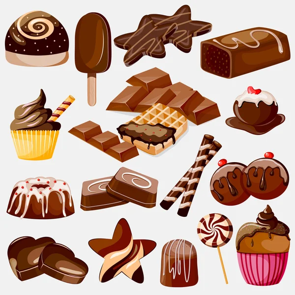 Colección de chocolate surtido — Vector de stock