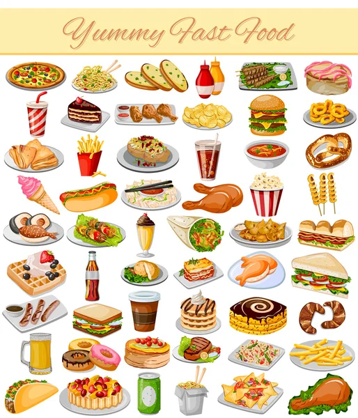 Collection Fast Food délicieux — Image vectorielle