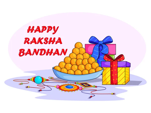 Raksha Bandhan에 대 한 선물에 Rakhi 장식 — 스톡 벡터