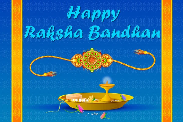 Rakhi pooja thali voor raksha bandhan — Stockvector