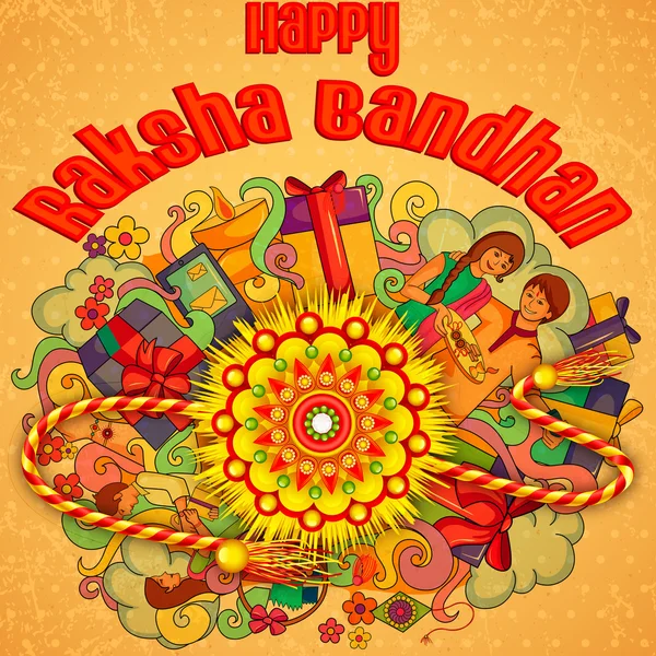 Ingerichte doodle kunst van Happy Raksha Banhan — Stockvector