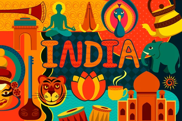 Collage mostrando rica herencia cultural de la India — Vector de stock