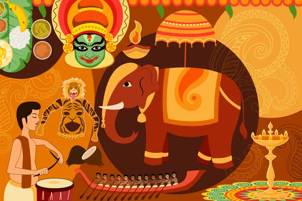 Happy Onam Festival Feier Hintergrund — Stockvektor