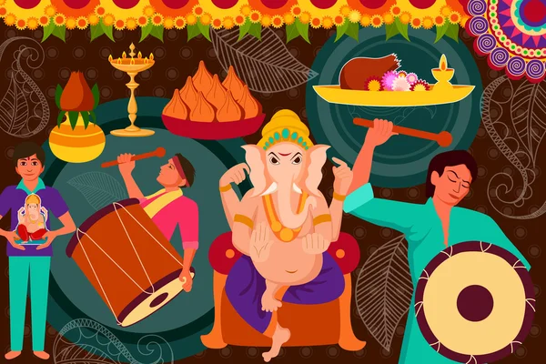 Gelukkig Ganes Chaturthi festival viering achtergrond — Stockvector