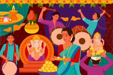 Mutlu Ganes Chaturthi Festivali kutlama arka plan