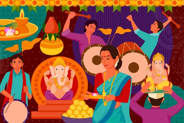 Feliz Ganes Chaturthi festival celebração fundo — Vetor de Stock