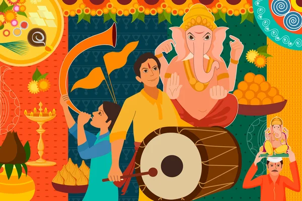 Feliz Ganes Chaturthi festival celebração fundo — Vetor de Stock