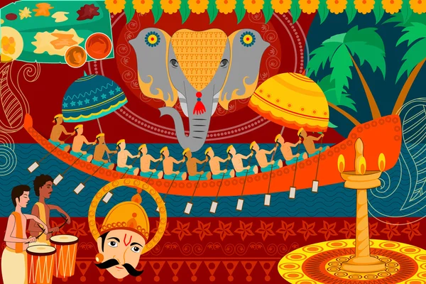 Gelukkig Onam festival viering achtergrond — Stockvector