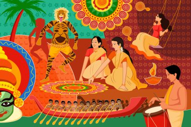 Mutlu Onam Festivali kutlama arka plan