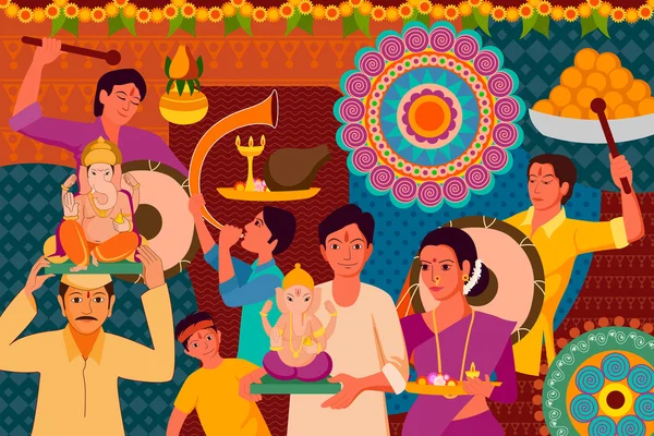 Happy Ganes Chaturthi festival celebration background — Stock Vector