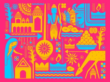 Mutlu Durga Puja festival arka plan kitsch sanat Hindistan