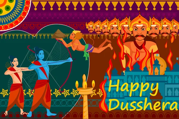 Feliz festival Dussehra fondo paraVacaciones en la India — Archivo Imágenes Vectoriales