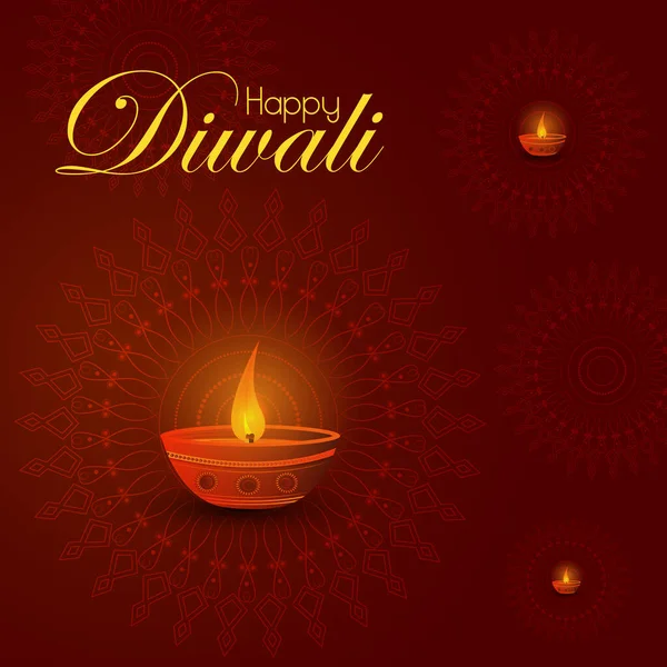 ตกแต่ง Diya สําหรับเทศกาลสุขสันต์วันหยุดเทศกาล Diwali ของอินเดียทักทายพื้นหลัง — ภาพเวกเตอร์สต็อก