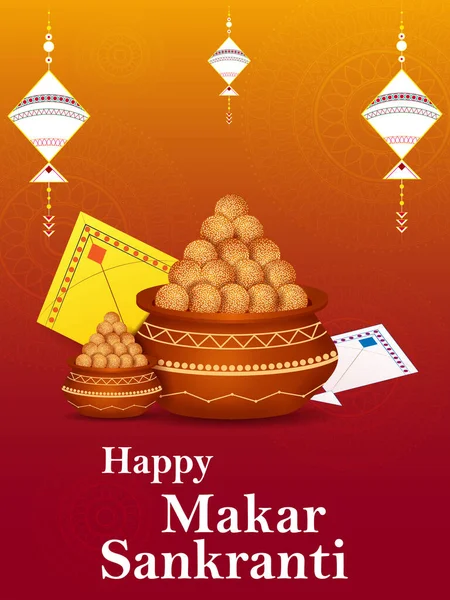 Feliz Makar Sankranti fiesta India festival fondo — Archivo Imágenes Vectoriales