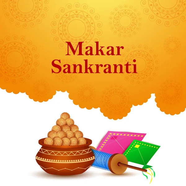 Happy Makar Sankranti wakacje Indie tle festiwalu — Wektor stockowy