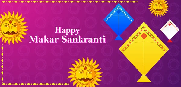 Happy Makar Sankranti Urlaub Indien Festival Hintergrund — Stockvektor