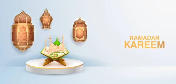 Ramadan Kareem Zdravím pozadí islámského náboženského festivalu Eid — Stockový vektor