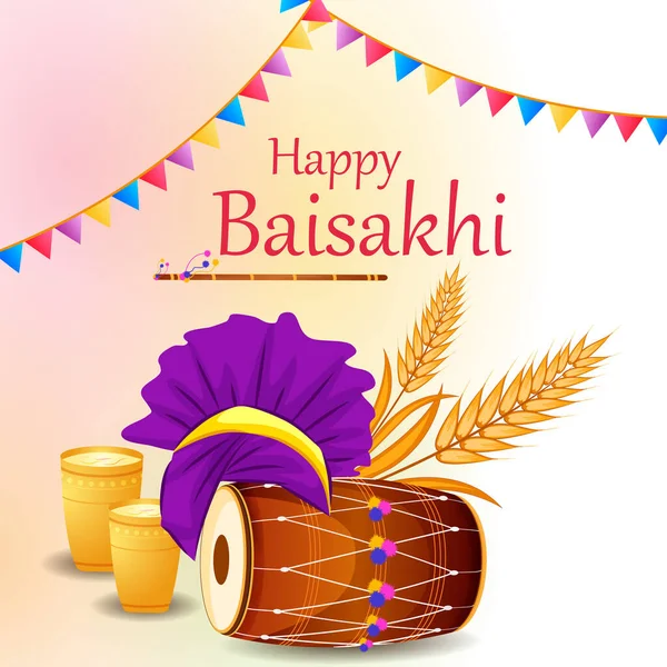 Χαιρετίσματα φόντο για Punjabi Πρωτοχρονιά φεστιβάλ Vaisakhi γιόρτασε στο Punjab Ινδία — Διανυσματικό Αρχείο
